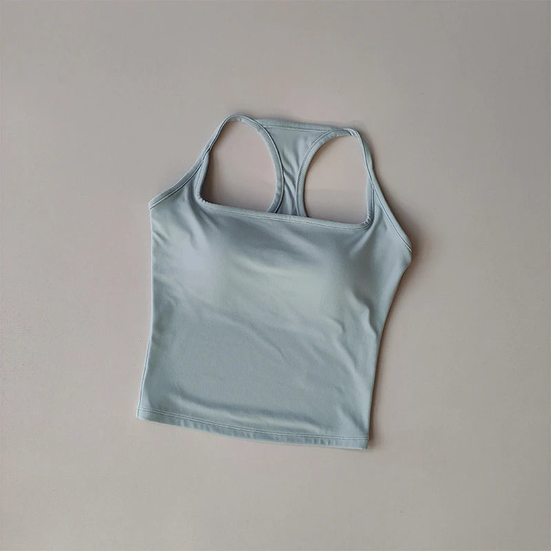 Sports and Fitness Vest with Chest Pad Summer Shockproof Beauty Back Nude Feeling Suit Pilates Training Yoga Top Yoga Clothing