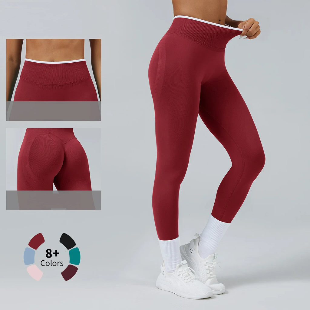Women's Middle Waist Seamless Yoga Leggings Push-Up Sport Fitness Running Pants