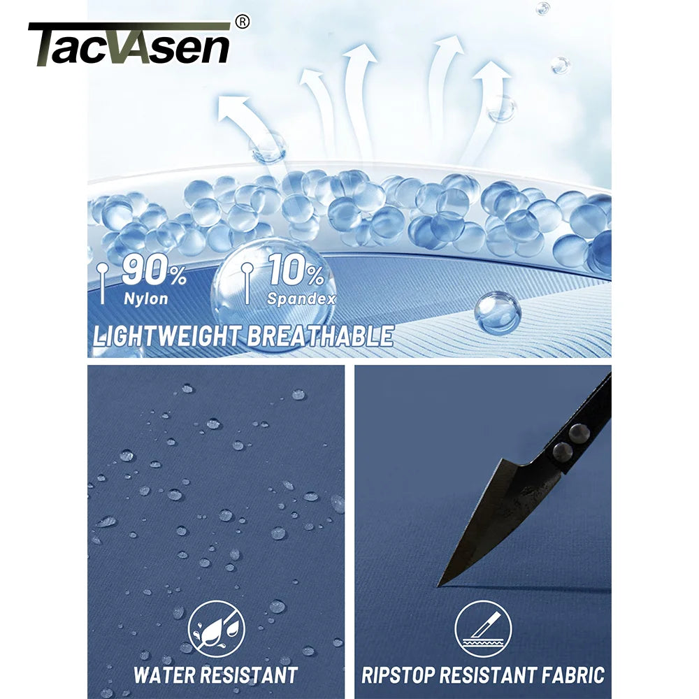 TACVASEN Lightweight Hiking Pants Mens Quick Dry Cargo Work Pants Nylon Waterproof Outdoor Trekking Fishing Pants Male Trousers