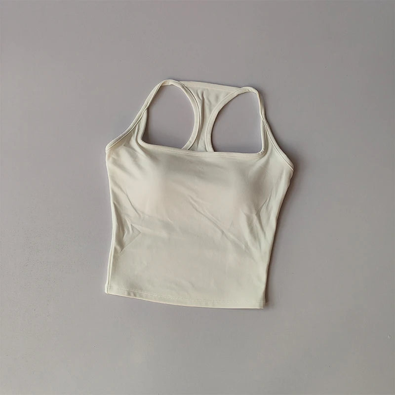 Sports and Fitness Vest with Chest Pad Summer Shockproof Beauty Back Nude Feeling Suit Pilates Training Yoga Top Yoga Clothing