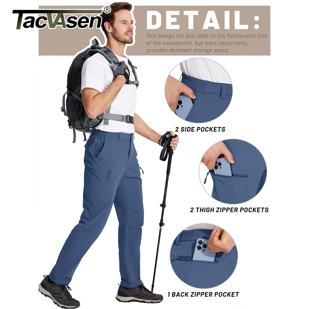 TACVASEN Lightweight Hiking Pants Mens Quick Dry Cargo Work Pants Nylon Waterproof Outdoor Trekking Fishing Pants Male Trousers