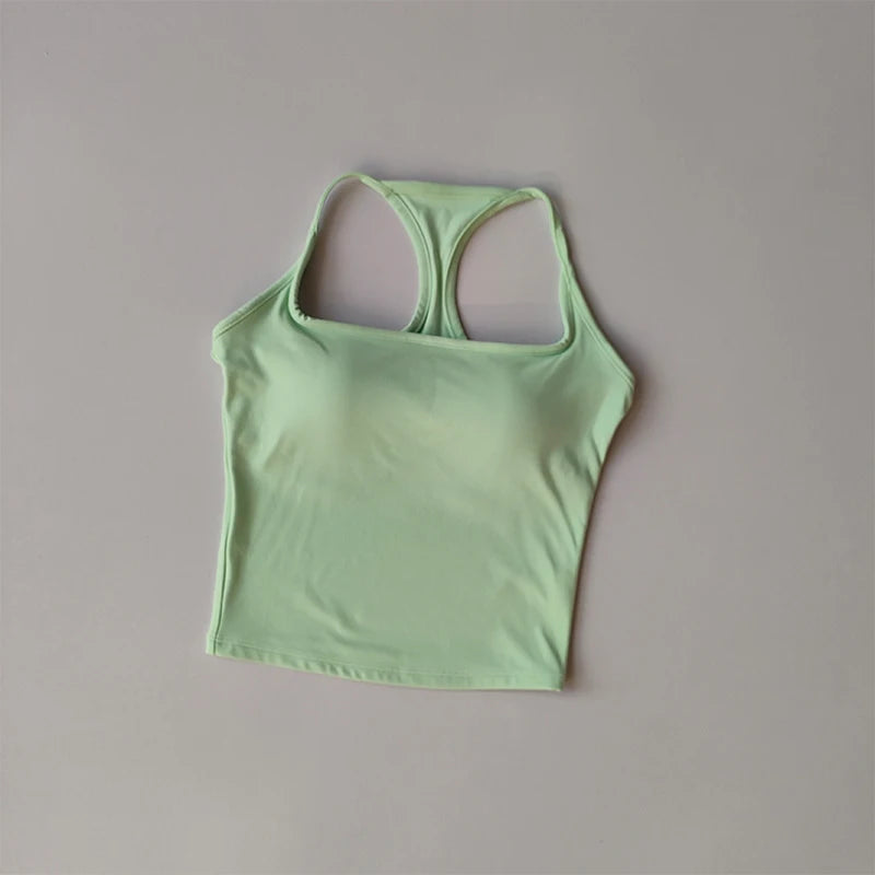 Sports and Fitness Vest with Chest Pad Summer Shockproof Beauty Back Nude Feeling Suit Pilates Training Yoga Top Yoga Clothing