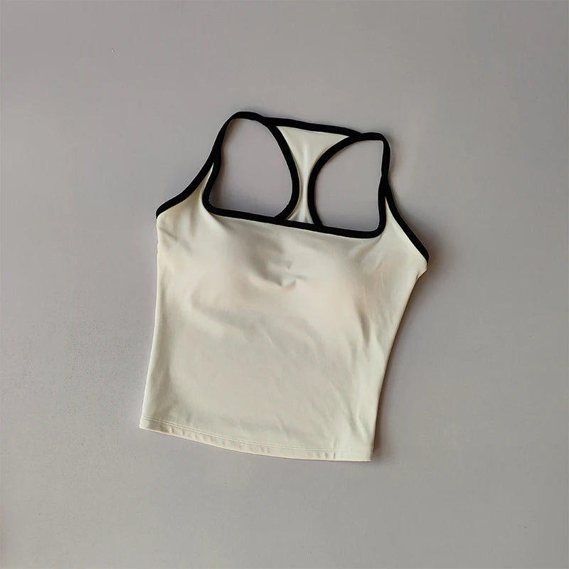 Sports and Fitness Vest with Chest Pad Summer Shockproof Beauty Back Nude Feeling Suit Pilates Training Yoga Top Yoga Clothing